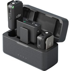DJI Mic (2 TX + 1 RX + Charging Case), Wireless Lavalier Microphone, 250m (820 ft.) Range, 15-Hour Battery, Noise Cancellation Wireless Microphone for PC, iPhone, Record Interview, YouTube, Black