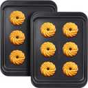 Small Cookie Sheets, Baking Pans, Nonstick Carbon Steel Baking Sheets, 2-Pack, 9.5 X 7.1 Inches (Inner 7.5 X 6)