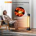 Outdoor Electric Patio Heater, 34-inch 1500W Infrared Tower Heater with Instant Heating, Tip-Over & Overheat Protection, IPX5 Waterproof Space Heater for Patio Garage Workshop Indoor & Outdoor Use
