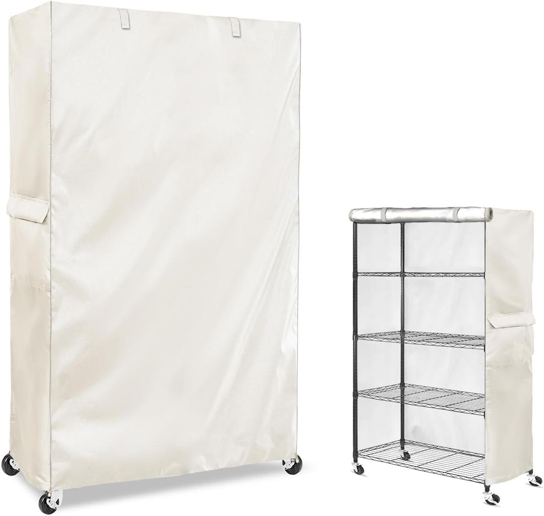 Heavy-Duty Waterproof Wire Shelf Cover, Garage Storage Shelving Protector, Universal Fit 48 x 18 x 72 Inch Rack Covers with 1" Tolerance (White)