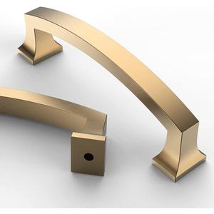 Asidrama 10 Pack 4 Inch(102mm) Hole Centers Champagne Bronze Kitchen Cabinet Handles, Gold Cabinet Pulls Kitchen Cabinet Hardware for Cupboard Drawer Pulls