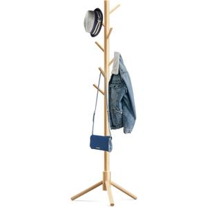 Wooden Tree Coat Rack Stand, Sturdy Freestanding Coat Rack with 8 Hooks,3 Adjustable Height for Child Adult, Wood Coat Stand Tree Fits Entryway Bedroom Office for Bags, Hats