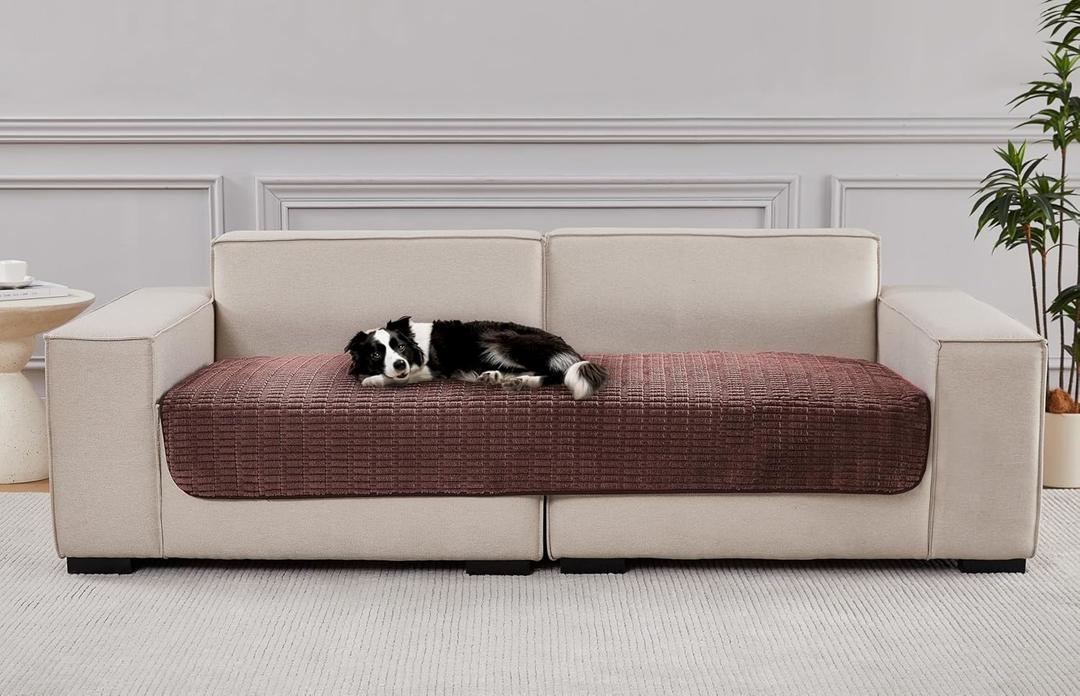 Dog Bed Cover Couch Cover for Pets, 33x82 inch Anti-Slip Washable Couch Pads for 3 Cushions Sofa Furniture Protector (Reddish Coffee)