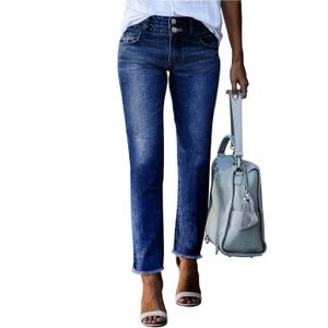 Sidefeel High Waisted Jeans for Women Trendy 2024 Strechy Straight Leg Denim Pants with Pockets Blue Size 12