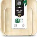 Palm Leaf Plates 50 Pack, 25 Dinner 10 Inch and 25 Dessert 7 Inch, Heavy-Duty Natural Square Plates for Weddings, Parties, BBQs and Catering