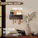 Rebee Vision Pine Wood Key Holder Wall Mount with Drawer Organizer Decorative Mail Organizer with 6 Key hooks and Wall Shelf - Modern Room Decor for Entryway or Living Room (Brown & Black)