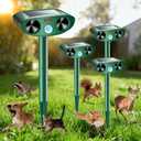 2026 Solar Ultrasonic Animal Repellent Outdoor Motion Activated Cat Deer RepellenSquirrel Raccoon Skunk Rabbit Dog Bird Deterrents Animal Repeller for Garden Yard - 4 Packs