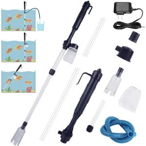Gigicloud Fish Tank Cleaner Electric Aquarium Vacuum Gravel Cleaner Multifunction Automatic Fish Tank Cleaning Tools for Aquarium Water Changer Wash Sand Water Filter and Water Circulation