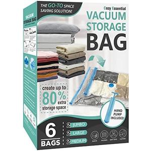 3 Pack Vacuum Storage Bags, Space Saver Bags Compression Storage Bags for Comforters and Blankets, Vacuum Sealer Bags for Clothes Storage,