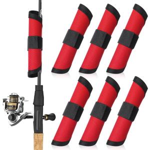 6 Pcs Lure Wraps, 5.9 Inch Fishing Lure Wraps, Bait Gloves Lures Shield for Fishing Rod, Fish Hook Storage Protectors, Pole Sleeve Guard for Protecting Fishermen(Red)