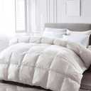 APSMILE Fluffy Down Feather Fibers Comforter King Size, Organic Cotton Cover Down Feather Fibers Duvet Insert for Warm Weather, High Fill Power Lightweight Blanket for Summer (Ivory White, 106x90)