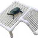 Standing Turtle Basking Platform, Plastic Short Legs Floating Platform for Low Water Level Tank, 10" Width Resting Area, Turtle Docks for Basking with DIY PVC Pipes, Ramp for Reptile Frog Terrapin