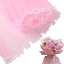 CCINEE 4.37 Yards Flower Wrapping Mesh PaperPearl Wrinkled Wavy Net Yarn Flower Wrapping Mesh Paper for DIY Crafts Valentine's Day Wedding Florist Supplies (Pink)