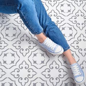 STENCILIT Malaga Large Floor Stencil - XL 18x18 in, Tile Stencil, Stencils for Painting Floors, Concrete Stencils for Patio, Modern Tile Decor
