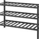 Kitsure Bamboo Wooden Shoe Rack for Closet - Stackable Shoe Organizer with Modular Structure, Space-Saving Shoe Shelf for Entryway, Living Room, Bedroom, 26.8" Wide - 3 Tiers, Black