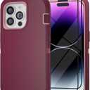 for iPhone 14 Pro Max Case 6.7" with 2 Screen Protector, Full Body Heavy Duty Military Grade Cover, Shockproof/Drop Proof Protection Phone Case (Wine Pink)
