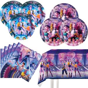 For Demon Movie Hunters Party Tableware, 20 Plates and 20 Napkins and Tablecloth71 '' x 42 ''Demon Movie Hunters Party Birthday Party Decorate Supplies