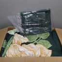 Luxudecor Floral Comforter Set King Size 7 Pieces Bed in a Bag,Beige Flower Print on Dark Green Bedding Set,Soft Microfiber Bedding Set for All Season (Dark Green,104"x90")