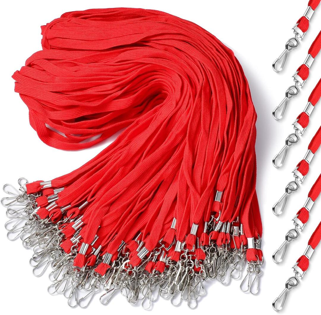 Epakh 200 Pcs Lanyards for ID Name Badge Holder Neck Lanyard Flat with Clips Neck Straps for Office School Nurse