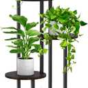 4 Tier Plant Stand Indoor, Metal Wooden Tall Plant Shelf Flower Pot Stand for Multiple Plants, Corner Flower Holder Plant Display Rack for Living Room Balcony Patio Garden (Black) (See Figure)