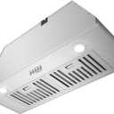 Built-in/Insert Range Hood 30 inch, 600 CFM 3 Speed Vent Hood, Ducted/Ductless Convertible, Stainless Steel Kitchen Exhaust Fan Hood with Bright LED Light, Baffle Filters and Charcoal Filters