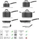 Amazon Basics Hard Anodized Non-Stick 12-Piece Cookware Set, Pots, Pans and Utensils, Black