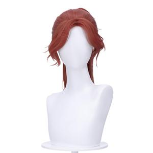 KIRA KIRA Anime Game Long Curly Red Wig 50cm Ponytail Cosplay Wig for Halloween Cosplay