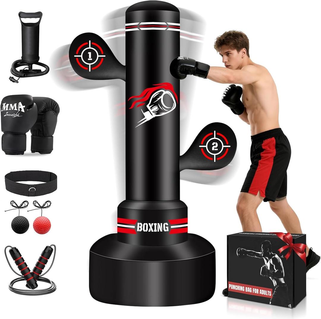 Upgraded Heavy Freestanding Punching Bag for Adults Teens, 70 Standing Punching Bag Kicking Bag Heavy Bag, Women Men Kickboxing Bags for Training MMA Fitness Home Gym