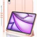 iMieet iPad Air 11 Inch Case M3(2025) / M2 (2024), iPad Air 5th/4th Generation Case 2022/2020 10.9 Inch with Pencil Holder,Trifold Stand Smart Case with Soft TPU Back(Bisque)