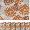 Artoid Mode Floral Vinyl Placemats Set of 6, Heat Resistant Washable Non-Slip Plistic PVC Place Mats for Fall Thanksgiving Party Kitchen Dining Decor, Orange (12" x 18", Rectangular 6 Pcs)