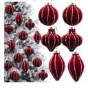 6 Pcs Velvet Glitter Christmas Tree Ornaments Set 3.15 Inch 3 Style Flocked Christmas Balls Ornaments Xmas Balls Decoration for Xmas Tree Decorative Party Wedding(Wine Red)