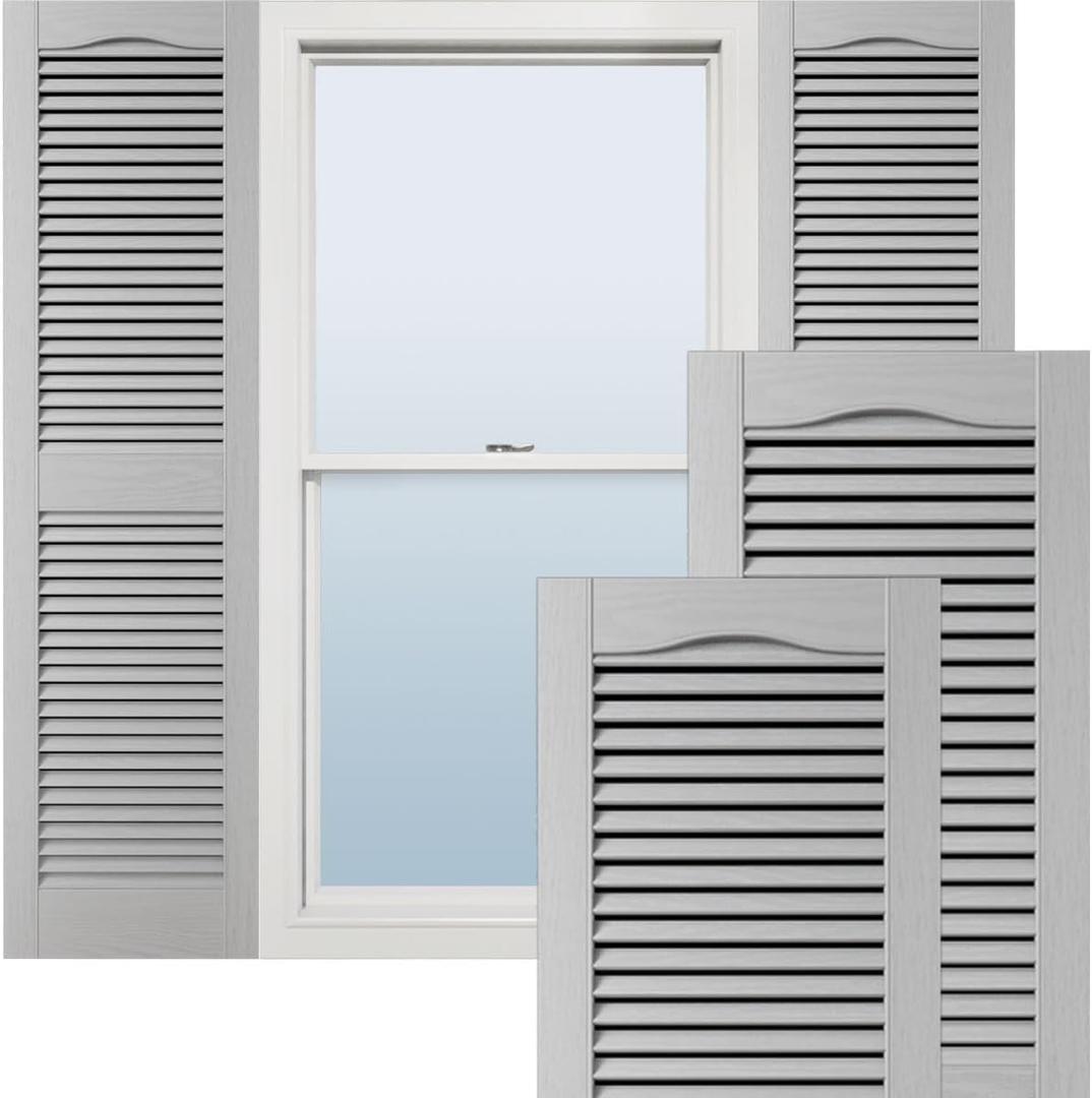 Ekena Millwork Lifetime Vinyl LL1S14X05500PG Standard Cathedral Top Center Mullion, Open Louver Vinyl Shutters, w/Installation Shutter-Lok's & Matching Screws (Per Pair), 14 1/2"W x 55"H, Paintable, 14.5-in. W x 55-in. H