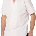 Amazon Essentials Men's Vacation Cotton Button-Down Short Sleeve Resort Shirt (Pink, XL)