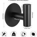 Self-Adhesive Coat Hooks, Stainless Steel Heavy Duty Wall Hooks, Towel Hooks for Hanging Robes, Aprons, Coats and Hats in Bathrooms,Kitchens and Hotels(2 Pack, Black)