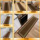 Ottomanson Runner Rug 1'10" x 6' Non Slip Rubber Backed Kitchen Rug for Sink Area, Hallway Carpet Runner, Low Pile Indoor Runner Rug for Laundry Room and Entryway, Border Brown