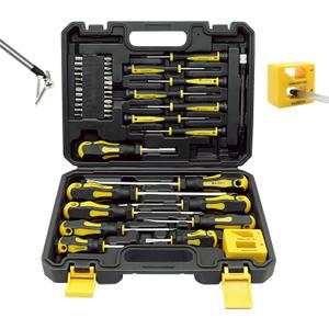 43pcs Magnetic Screwdriver Set, Including Slotted, Phillips, Hexagonal, Pozidriv, Magnetizer, Demagnetizer, Replaceable Screwdriver Bits and Sturdy Tool Case for DIY and Repair Work