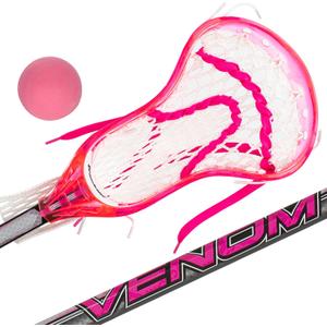 Franklin Sports Kids Mini Lacrosse Stick + Ball Set - Venom Youth Plastic Lacrosse Stick for Beginners - Perfect Set for Kids + Toddlers - Pink