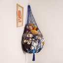Stuffed Animal Storage Toy Hammock Corner Hanging Net for Stuff Animal Storage Macrame Toy Display Plushie Toy Holder-Wall Hanging Net for Kid Bedroom Decor Playroom Organizer (Blue XL)