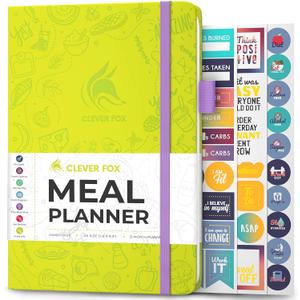 Clever Fox Weekly Meal Planner - Weekly & Daily Meal Prep Journal with Shopping and Grocery Lists for Menu Planning, Healthy Diet & Weight Loss Tracking, Lasts 1 Year, Undated, A5 - Neon Yellow