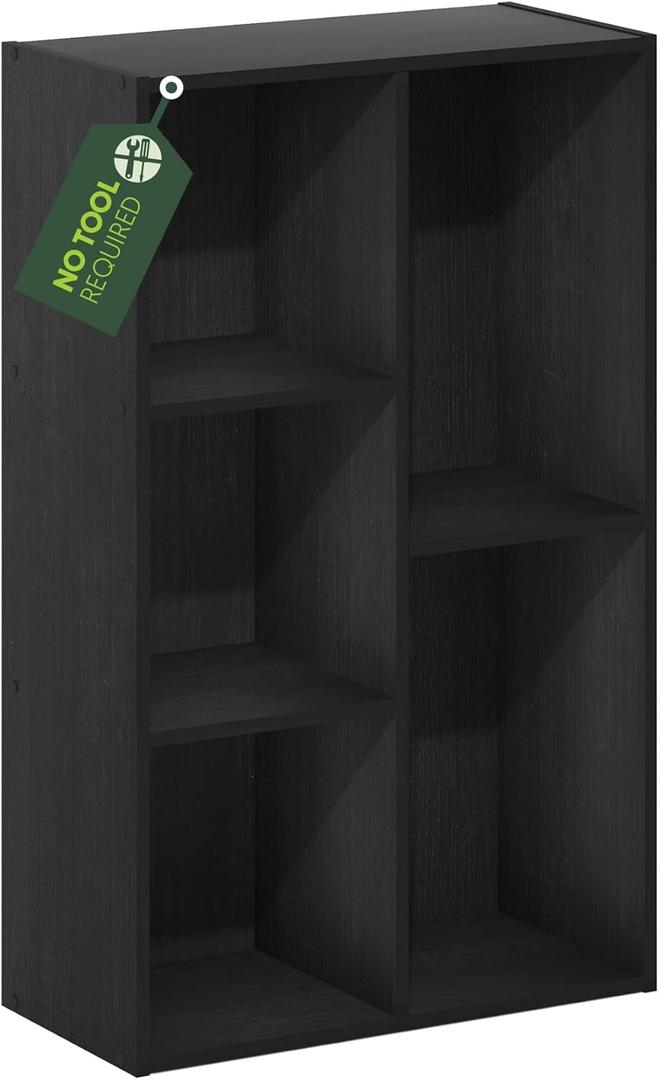 Furinno Luder 5-Cube No Tool Assembly Open Shelf, Blackwood