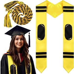 80 Inch Teacher Graduation Stole Sash Honor Cord Class of 2026 Teacher Stole Yellow Crayon Black White Composition Sash Gifts for College Seniors Graduate(Crayon)