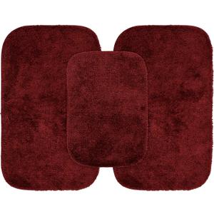 Garland Rug Traditional Nylon Washable Chili Pepper Red 3 Bath Rugs (17" X 24", 21" X 34", 21" X 34") - Soft, Absorbent, and Stylish for Your Bathroom