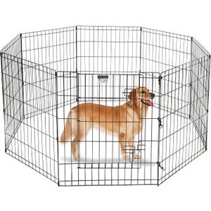 Dog Playpen - Foldable Metal Exercise Puppy Play Pen with 8 24x30in Panels - Indoor/Outdoor Pen with Door for Dogs, Cats or Small Animals by PETMAKER