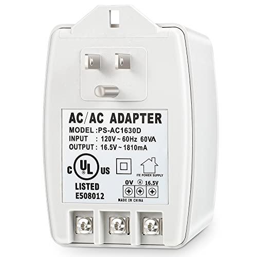 16.5V 30VA Doorbell Transformer Plug in Compatible with Ring, Nest, Ecobee, 16.5 Volt Doorbell Transformer with PTC Fuse, UL Listed (1 Pack)