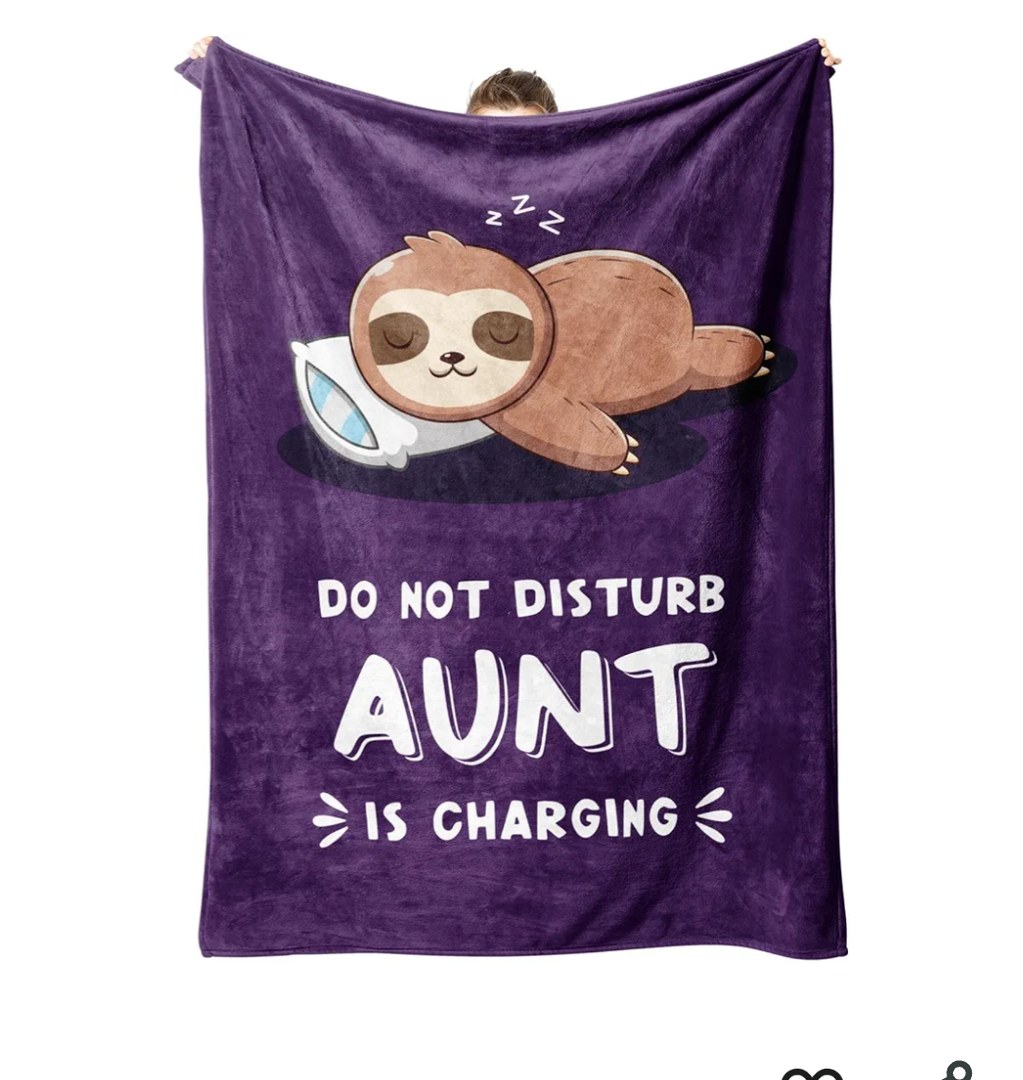 Funny Gifts for Aunt, Aunt is Charging Sloth Blanket, Auntie Birthday Gifts, Present for Aunts from Niece Nephew Christmas Mothers Day, Super Soft Throws Blanket for Auntie 60" x 50"