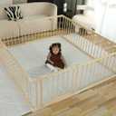 Baby Playpen Play Fence Gate Play Pen Wood Large,Playpens for Babies and Toddlers Kids Indoor,Baby Play Yards Gym