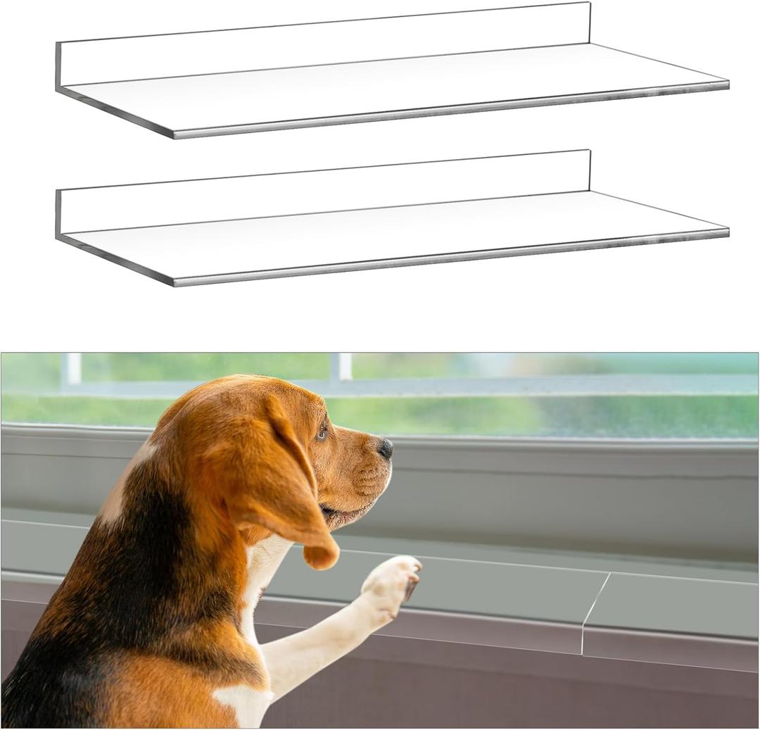 Wenqik 2 Pcs Clear Window Sill Protector from Dog Cat Scratching Total 29.5'' x 5.25'' Strong Transparent Protection Against Dog Claw Chewing Slobbering Window Sill Cover