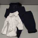 DISAUR Baby Boy Clothes Toddler Boy Outfits 4PCS Gentleman Dress Romper/Vest/Pants/Bow Tie Cotton Suit Sets (6-9 Months, Navy Blue)