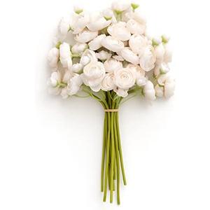 Ling's Moment Ranunculus Artificial Flower, Faux Silk Mini Ranunculus Flowers for DIY Bouquet, Bulk Fake Wedding Filler Flowers for Centerpieces Arrangements Bridal Shower Decorations, Cream, 2 Pack