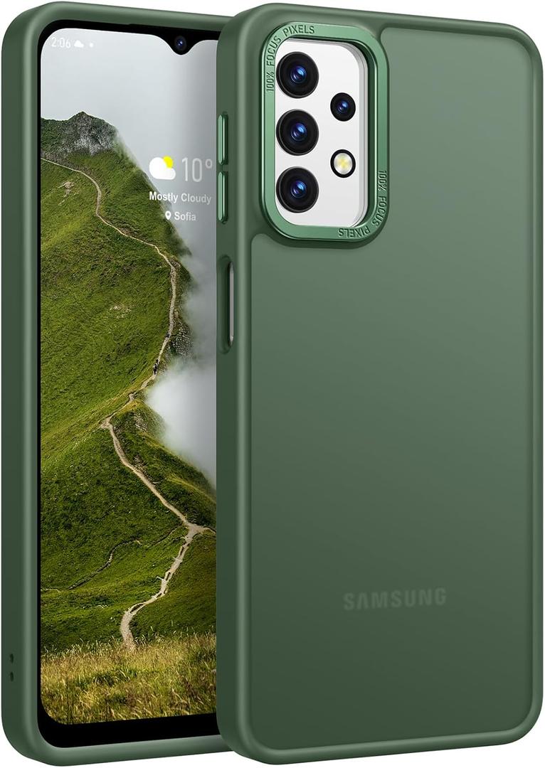 Rayboen for Samsung Galaxy A32 5G Case, Translucent Frosted Skin Feel Anti-Scratch Hard PC Back Soft Silicone Edge, Protective Shockproof Slim Fit Phone Cover for Samsung A32 5G, Matte Green